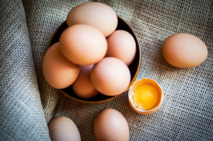 Farm raised brown chicken eggs
